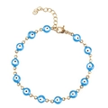 Dettaglio del bracciale malocchio con perla blu e catena dorata bohémien - Occhio Del Diavolo Celeste