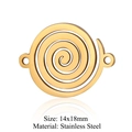 Golden stainless steel spiral pendant DIY accessory 14x18mm with dual loops for jewelry - Spiral (T960-2) / 5 Pieces / Gold