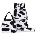 Black and white abstract pattern 3-piece backpack set with lunch bag and pencil case - Black White Patch Pattern (7)