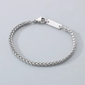 Collar de cadena de trigo en acero inoxidable plateado con placa rectangular y cierre langosta - Pulsera de 3mm / Color Acero