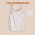 White double-layer cotton nursing cover with a matching drawstring storage bag set - Pure White