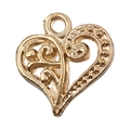 Goldener hohler Herzanhänger mit LOVE-Buchstaben für DIY Schmuck und Armbänder - 1 Stück Herz 13,5x14mm