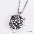 Vintage stainless steel lion head pendant necklace with product dimensions and weight - Embossed Lion Head Style (AML01155-7)