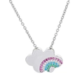 Silver rainbow cloud pendant necklace with colorful cubic zirconia on a delicate O-chain - Silver