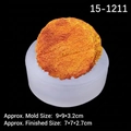 Oranje getextureerde toast zeep uit ronde siliconen mal van 7x7x2,7 cm - Cake / Transparant