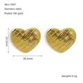 Orecchini a cuore vintage in oro con trama intrecciata e placcatura in oro 18 carati - Stile Cuore Intrecciato Plissettato (1897)
