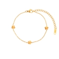 Minimalistisches Armband aus 18K vergoldetem Edelstahl mit drei texturierten Blumenanhängern - Blume / Gold