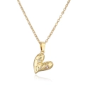 Collier minimaliste en plaqué or avec pendentif cœur et oxydes de zirconium brillants - Doré