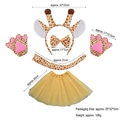 6-piece kids giraffe cosplay costume set with tutu, ears headband and paw gloves - Yellow Giraffe 5-Piece Full Set with Gold Tutu