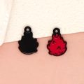 Mini red dragon fruit pendant in enamel finish for DIY jewelry and bracelets - Dragon Fruit - Black (23-Black)