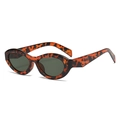 Gafas de sol ovaladas de leopardo retro con lentes verde oscuro y montura de ojo de gato - Marco Té Carey Lentes Verdes