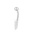 Piercing all'ombelico in argento con ciondolo a foglia e bilanciere curvo lucido - Stile Foglia K-952 / Argento