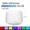 White 500ml USB ultrasonic humidifier with 7-color LED lights and 13-hour runtime - 500ML USB (No Adapter) RGB Light (Standard) / USB-A