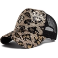 Casquette de baseball léopard avec sequins bronzes et maille respirante noire - Réglable [55-59cm] / Imprimé léopard Or