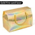 Golden holographic laser gift bag with fine sand texture and twisted rope handles - 20x10x13.5cm-Handheld Gift Box / Fine Sand Holographic Gold