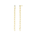 Fashion gold drop earrings with paperclip chain design and sparkling cubic zirconia stones - Paperclip Chain Drop (JQH0276-GG)