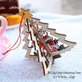 3D wooden Christmas tree hanging ornament with snowman design and red string - Christmas Tree Pendant