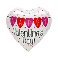 White heart-shaped foil balloon with Happy Valentine's Day text and red accents - 18 Inch Heart Hearts Bunting Valentine TX132