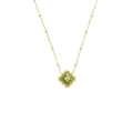 Collana smaltata dorata con ciondolo a fiore verde vintage e gemma centrale incastonata - Oro Verde
