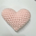 Handmade crochet heart accessory in soft macaron pink for festive gift decoration - Cherry Pink Heart