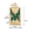 Gold tarot card pendant with green malachite and Lovers engraving for DIY jewelry - M070399-Malachite