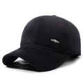 Berretto da baseball in lana da uomo blu scuro con trama twill e stemma in metallo - Regolabile / Nero