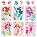 Set di 6 fogli di adesivi per vestire sirene fai-da-te con espressioni e abiti vivaci - Adesivi Sirena Crea un Volto (T01041172)