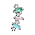 Orecchino per cartilagine in acciaio argento con gemme rosa, verdi e turchesi - #10 (Grappolo Rettangolare Multicolore)