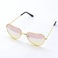 Retro heart-shaped metal sunglasses with pink white and yellow striped mesh lenses - National Flag