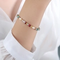 Bracciale colorato con pietre preziose e perle d'acqua dolce con accenti dorati - Bracciale in Pietra Naturale (E479)