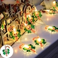Christmas LED string lights with warm white Santa Claus and candy cane pendants - Candy Cane / Battery Powered: 1.5m 10LED [Steady On]