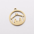 Golden round Christmas nativity scene pendant with Bethlehem star and silhouettes - DY833-2 Gold Manger