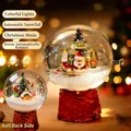 Santa Claus glass music box with red woven base, colorful lights and auto snow - Acrylic 16CM Snow Globe Auto Snowfall + Rotating Music (Non-Glass)