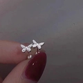 Elegant silver butterfly screw-back stud earrings for women with polished finish - Patterned Butterfly Screw Back Style