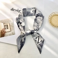 Narrow silk scarf with blue and white pattern and letter Z on elegant white background - Style Z (Dark Blue/White Classic Illustration)