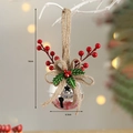 Zilveren kerstbel met jute strik en rode bessen, 16cm feestelijke decoratie ophanging - Zilver