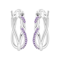 Boucles d'oreilles 925 en argent avec design torsadé et pierres de zircon violet - Créole Torsadée Tissée Violette 4100