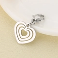 Macro shot of silver stainless steel triple-layered hollow heart pendant with lobster clasp - Multi-layer Nested Hollow Style (KLJ7003-Z)