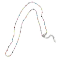 French retro stainless steel necklace featuring vibrant multi-colored enamel beads - Silver Chain Colorful Beads (SL037)