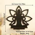 Black wooden yoga meditation shelf with lotus flower design and small display platform - ms8025 Buddha Lotus