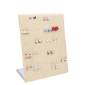 L-shape beige linen jewelry stand for earrings and studs with stable display base - Small Earring Board Linen
