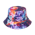 Detailed close-up of vibrant oil painting print on durable canvas floral bucket hat - Art Fluid Oil Painting (J)