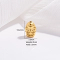 Detailed macro view of a golden Buddha head charm bead with 10.2mm height dimensions - Style F / 7.5*10.2mm / Gold