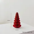 Mini 18cm red honeycomb paper Christmas tree with glitter edges for desk decor - 18cm Type D / Red