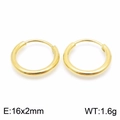 Orecchini a cerchio classici dorati in acciaio inossidabile da 16x2mm per donna - 16mm(KE99142-Z) / Oro