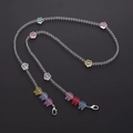 Detail of colorful flower and bear acrylic beads with metal lobster clasps for phone straps - Frosted Bunny (K1532)