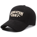 Black baseball cap with 1987 embroidery, professional 45-degree side view for outdoor sun protection - Black