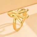 Polished gold stainless steel octopus shaped open ring with adjustable tentacles - J03421 / Gold