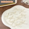 DIY cream white hand-woven mini bow accessory with silver metallic thread, 3cm diameter - Beige
