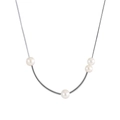 Minimalist S925 silver snake chain necklace featuring four white natural pearls - Silver Snake Chain Four Pearl(30起订-GPN58-P)